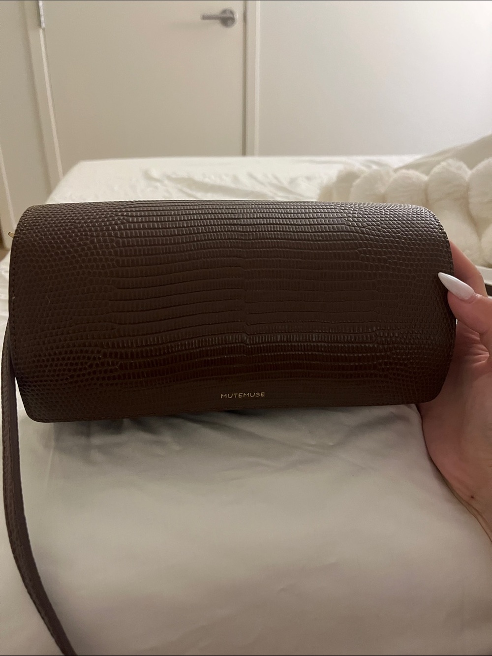 Brown Textured Clutch Wristlet